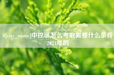 当阳中控证怎么考取需要什么条件2024年的